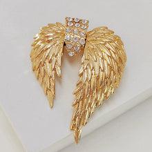 Load image into Gallery viewer, Splendid Antique Brass Gold Angle Wing Brooch Pin Fairy Jewelry
