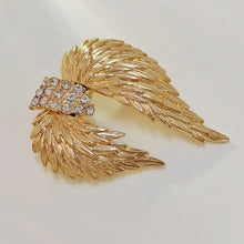 Load image into Gallery viewer, Splendid Antique Brass Gold Angle Wing Brooch Pin Fairy Jewelry
