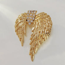 Load image into Gallery viewer, Splendid Antique Brass Gold Angle Wing Brooch Pin Fairy Jewelry
