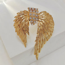 Load image into Gallery viewer, Splendid Antique Brass Gold Angle Wing Brooch Pin Fairy Jewelry
