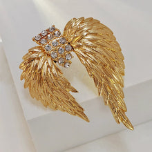 Load image into Gallery viewer, Splendid Antique Brass Gold Angle Wing Brooch Pin Fairy Jewelry
