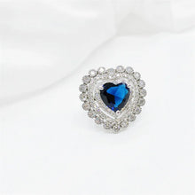 Load image into Gallery viewer, Romance Trio Halo Blue Heart Cocktail Rings for Women
