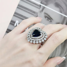 Load image into Gallery viewer, Romance Trio Halo Blue Heart Cocktail Rings for Women
