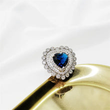 Load image into Gallery viewer, Romance Trio Halo Blue Heart Cocktail Rings for Women
