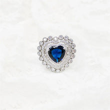 Load image into Gallery viewer, Romance Trio Halo Blue Heart Cocktail Rings for Women
