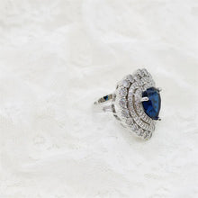 Load image into Gallery viewer, Romance Trio Halo Blue Heart Cocktail Rings for Women
