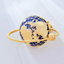 Load image into Gallery viewer, Simplistic Fashion Gold Tone Blue Enamel Globe Lapel Pin Unisex Planet Jewelry
