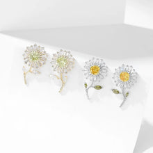 Load image into Gallery viewer, Delightful Short Stem Leaf Yellow Daisy Flower Stud Earrings Summer Wear Jewelry
