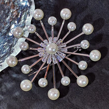 Load image into Gallery viewer, 1960&#39;s Modern Vintage Sputnik Chandelier Pearl Atomic Brooch Pin
