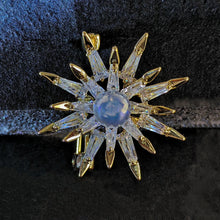 Load image into Gallery viewer, Gorgeous Two-Tiered Baguette CZ &amp; Pearl Starburst Brooch Pin
