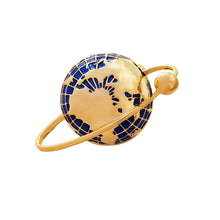 Load image into Gallery viewer, Simplistic Fashion Gold Tone Blue Enamel Globe Lapel Pin Unisex Planet Jewelry
