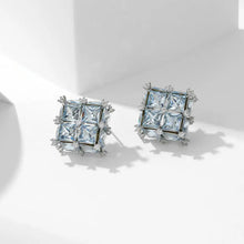 Load image into Gallery viewer, Delicate 3D Light Blue Quadra Stone Square Stud Earrings Office Lady Dressy Jewelry
