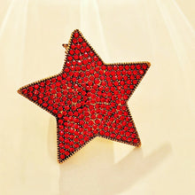 Load image into Gallery viewer, Simplistic Vintage Gold Tone Red Crystal Star Brooch Five-Point Star Pin
