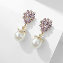 Load image into Gallery viewer, European Vintage Stylish Cluster CZ Pear and Pearl Drop Earrings Elegancy Jewelry
