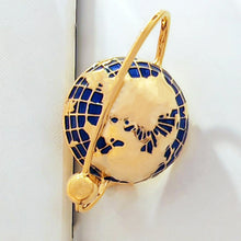 Load image into Gallery viewer, Simplistic Fashion Gold Tone Blue Enamel Globe Lapel Pin Unisex Planet Jewelry
