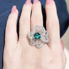 Load image into Gallery viewer, Fantastic Tiered Bloom Enamel Green Orchid Flower Cocktail Rings for Women Formal Party
