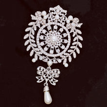 Load image into Gallery viewer, Baroque Vintage Silver Tone Garland Pearl Drop Brooch Wedding Jewelry
