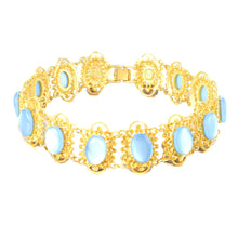 Load image into Gallery viewer, Art Deco Vintage Gold Filigree &amp; Blue Glass Stone Choker Necklace for Women Jewelry
