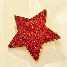 Load image into Gallery viewer, Simplistic Vintage Gold Tone Red Crystal Star Brooch Five-Point Star Pin
