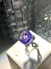 Load image into Gallery viewer, Gorgeous Silver Twist Band Purple Oval CZ Solitaire Adjustable Rings
