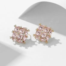 Load image into Gallery viewer, Delicate 3D Light Blue Quadra Stone Square Stud Earrings Office Lady Dressy Jewelry
