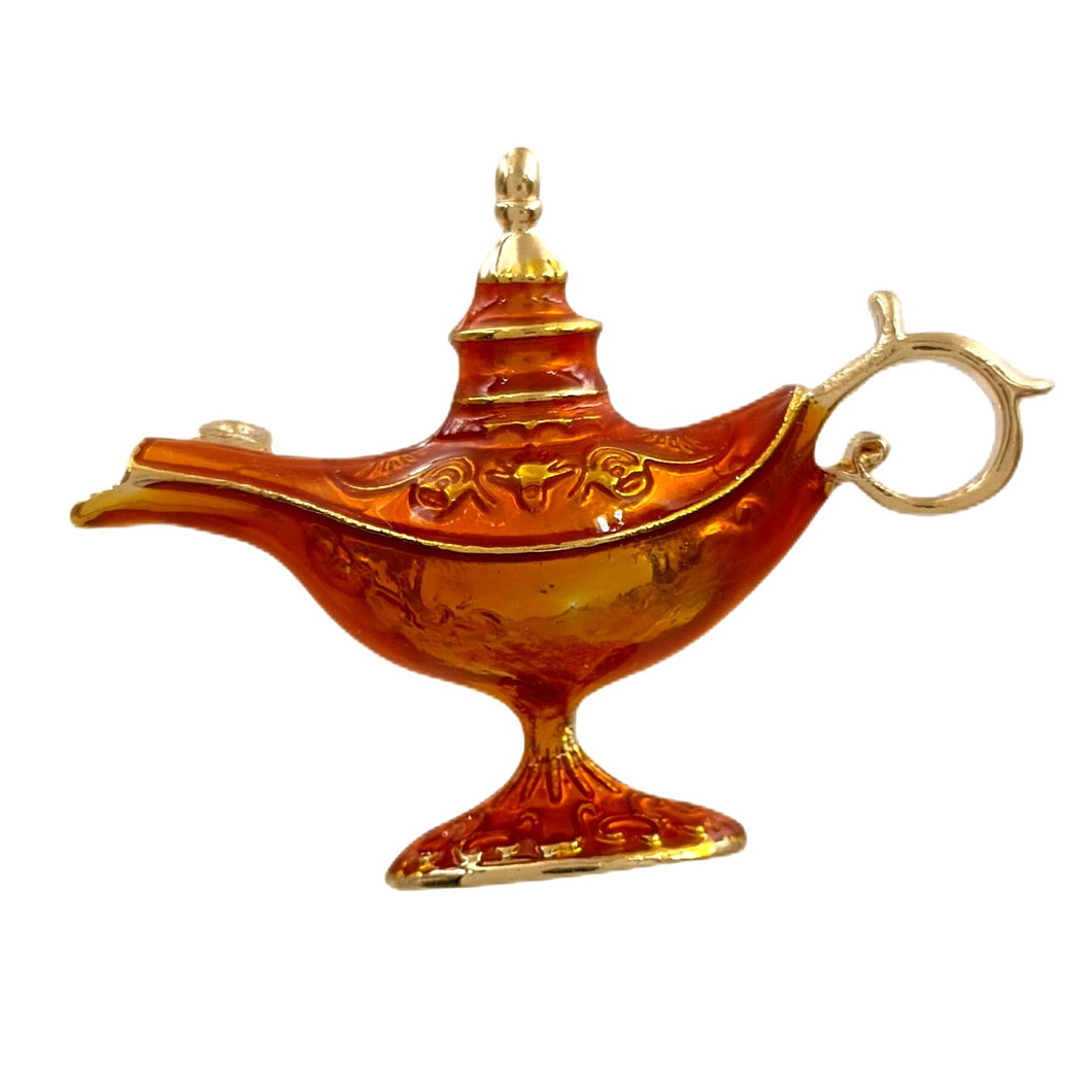 Legend Inspiration Orange Enamel Aladdin Genie Oil Lamps Pin Brooch