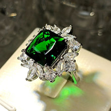 Load image into Gallery viewer, Sparkle Clear CZ Stones Accent Green Square Open Rings Birthday Gift Jewelry
