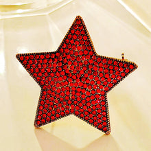 Load image into Gallery viewer, Simplistic Vintage Gold Tone Red Crystal Star Brooch Five-Point Star Pin
