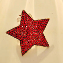 Load image into Gallery viewer, Simplistic Vintage Gold Tone Red Crystal Star Brooch Five-Point Star Pin
