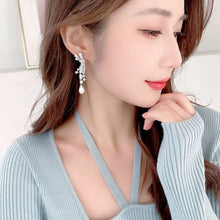 Load image into Gallery viewer, Elegant Vintage Trio Ribbon Pearl Tassel Earrings for Wedding Party Accessory
