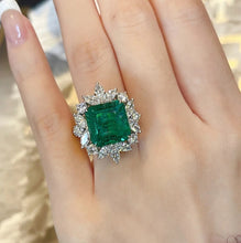 Load image into Gallery viewer, Sparkle Clear CZ Stones Accent Green Square Open Rings Birthday Gift Jewelry
