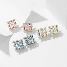 Load image into Gallery viewer, Delicate 3D Light Blue Quadra Stone Square Stud Earrings Office Lady Dressy Jewelry
