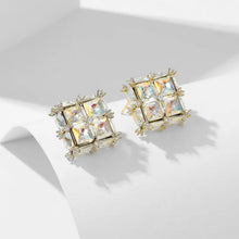 Load image into Gallery viewer, Delicate 3D Light Blue Quadra Stone Square Stud Earrings Office Lady Dressy Jewelry
