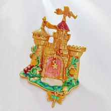 Load image into Gallery viewer, Fantastic Angles and Sequins Enamel Fairy Castle Brooch with Tassel Drop
