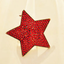 Load image into Gallery viewer, Simplistic Vintage Gold Tone Red Crystal Star Brooch Five-Point Star Pin
