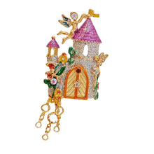 Load image into Gallery viewer, Fantastic Angles and Sequins Enamel Fairy Castle Brooch with Tassel Drop
