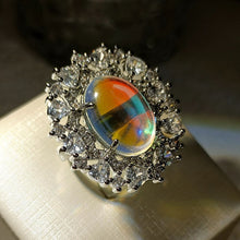 Load image into Gallery viewer, Romantic Stylish Heart Accent CZ Imitated Oval Opal Flower Cluster Rings Art Deco Cocktail Jewelry
