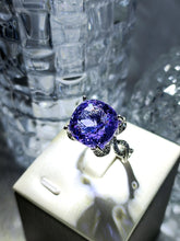 Load image into Gallery viewer, Gorgeous Silver Twist Band Purple Oval CZ Solitaire Adjustable Rings
