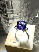 Load image into Gallery viewer, Gorgeous Silver Twist Band Purple Oval CZ Solitaire Adjustable Rings
