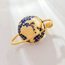 Load image into Gallery viewer, Simplistic Fashion Gold Tone Blue Enamel Globe Lapel Pin Unisex Planet Jewelry
