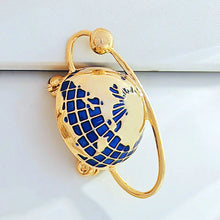 Load image into Gallery viewer, Simplistic Fashion Gold Tone Blue Enamel Globe Lapel Pin Unisex Planet Jewelry
