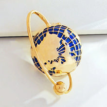 Load image into Gallery viewer, Simplistic Fashion Gold Tone Blue Enamel Globe Lapel Pin Unisex Planet Jewelry
