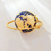 Load image into Gallery viewer, Simplistic Fashion Gold Tone Blue Enamel Globe Lapel Pin Unisex Planet Jewelry
