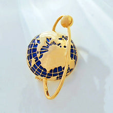 Load image into Gallery viewer, Simplistic Fashion Gold Tone Blue Enamel Globe Lapel Pin Unisex Planet Jewelry
