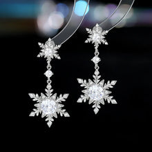 Load image into Gallery viewer, Sparkles Long Cubic Zircon Snowflake Drop Earrings for Event Jewelry
