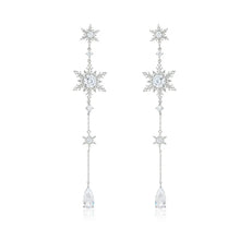 Load image into Gallery viewer, Sparkles Long Cubic Zircon Snowflake Drop Earrings for Event Jewelry
