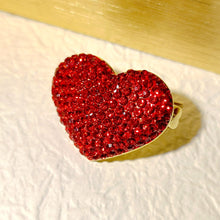 Load image into Gallery viewer, Sparkles Warm Red Heart Shaped Crystal Brooch Pin Valentines’ Day Gift Jewelry
