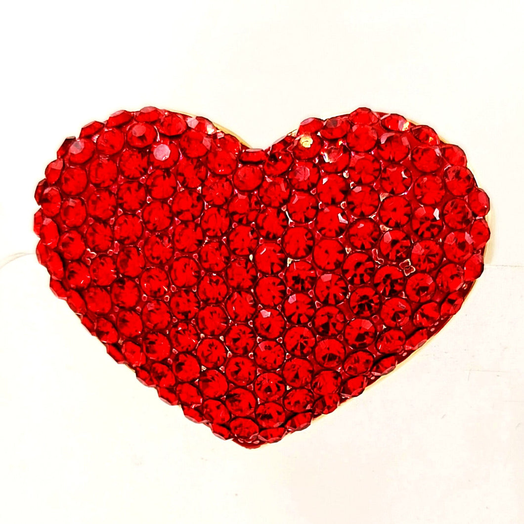 Sparkles Warm Red Heart Shaped Crystal Brooch Pin Valentines’ Day Gift Jewelry