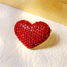 Load image into Gallery viewer, Sparkles Warm Red Heart Shaped Crystal Brooch Pin Valentines’ Day Gift Jewelry
