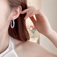 Load image into Gallery viewer, Splendid Baguette Cut CZ Accent Hoop Earrings C Shape Jewelry
